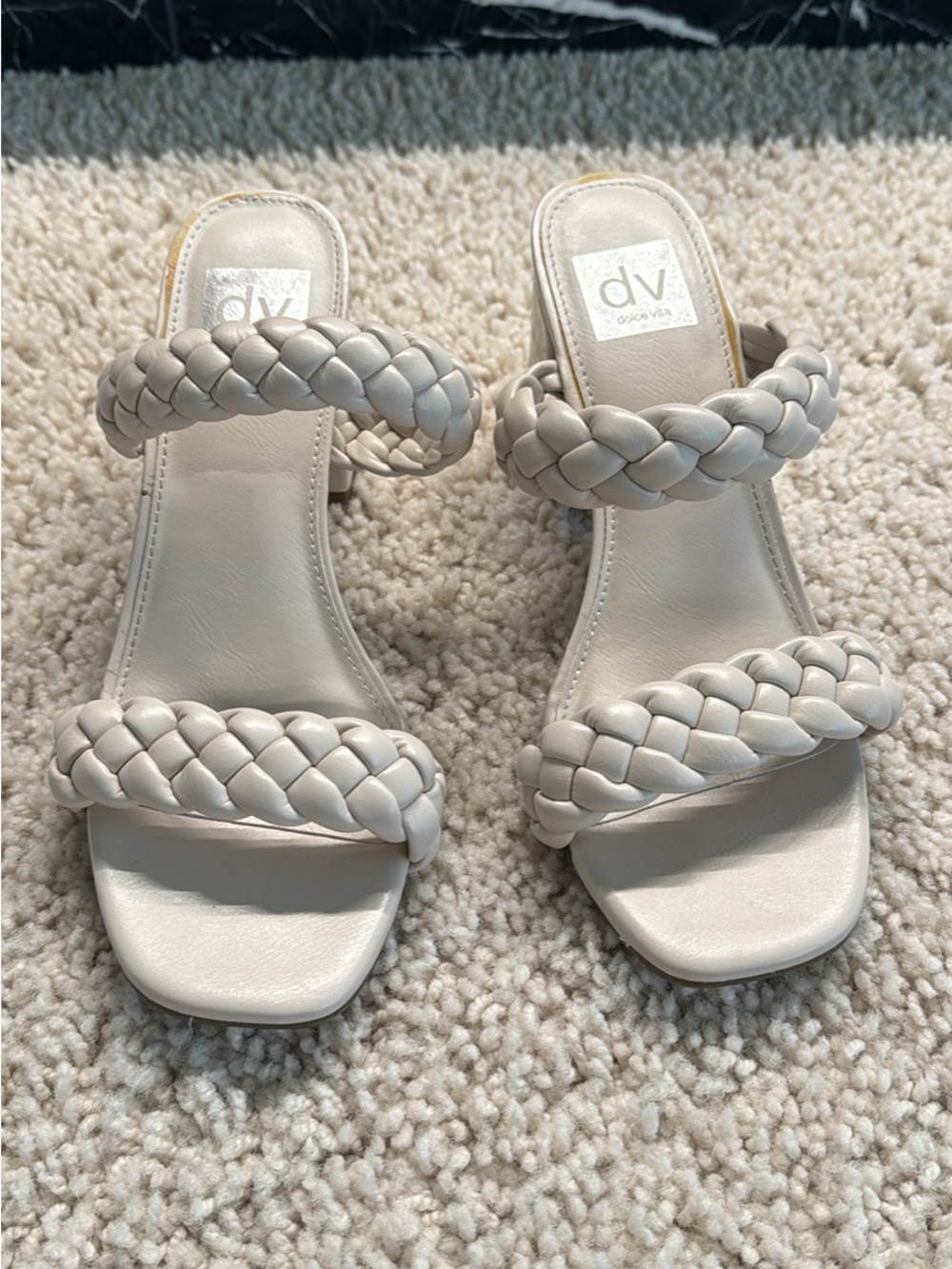DV by Dolce Vita Braided Double-Strap Sandals in Cream
